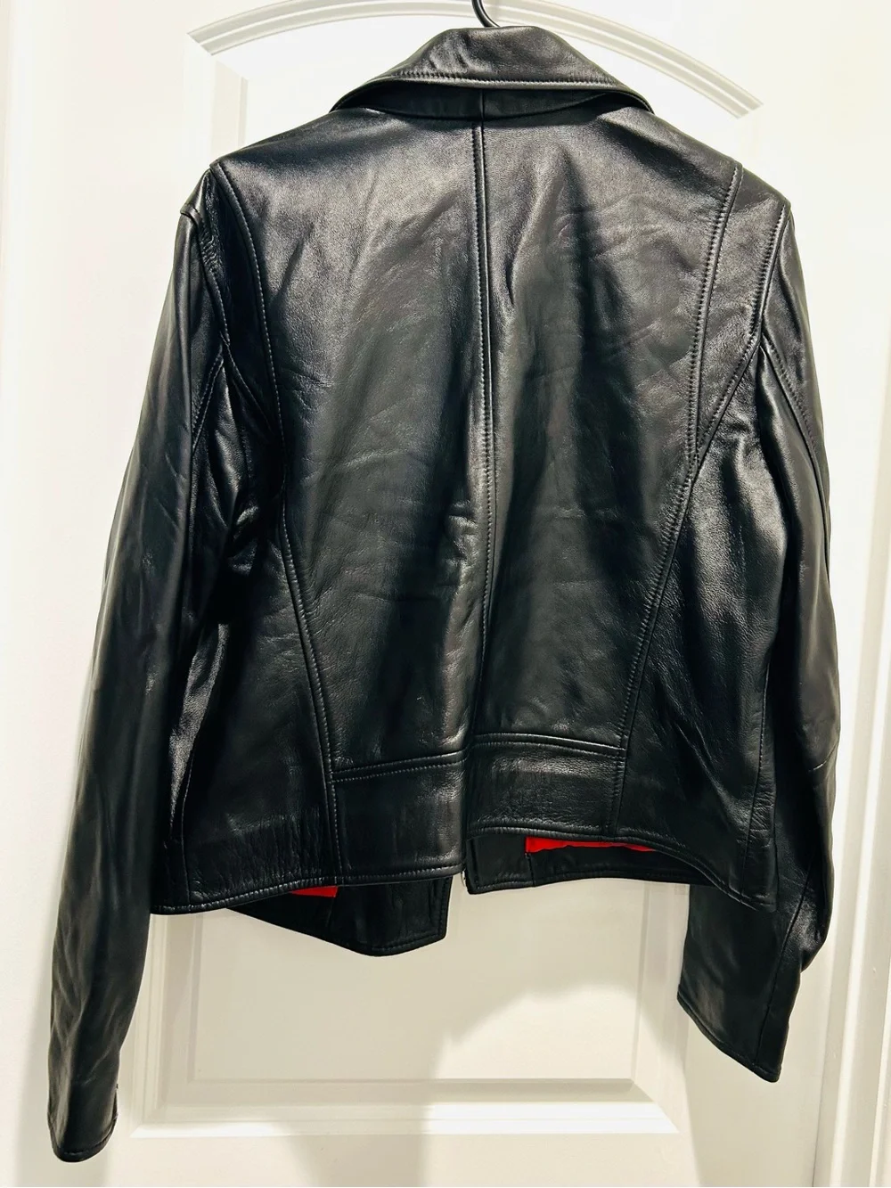 Black Leather Motorcycle Jacket Zip Pockets XL Punk Goth Grunge Rockabilly
